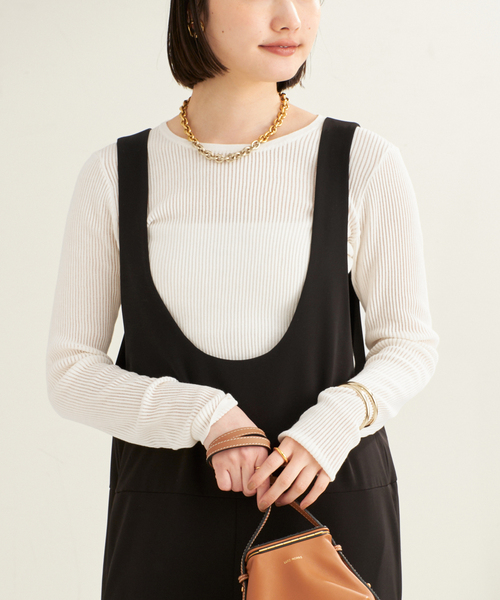 ニット セーター rib like kn long Tシャツ レディース