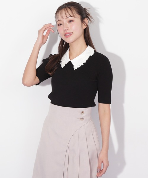 楽天市場】【SALE／20%OFF】衿付きリブニット5分袖 JILL by JILL