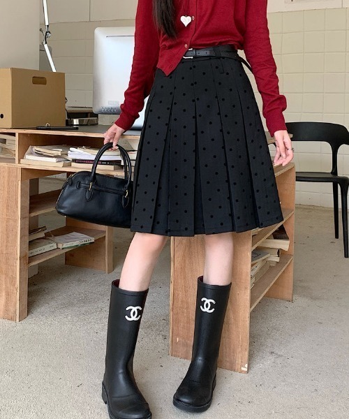SALE【AMI】プリーツ ミディスカート Achic スカート ドットプリーツミディスカート : ZOZOTOWN Yahoo