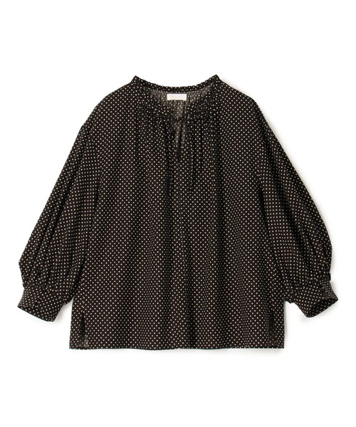Ballsey ブラウス シャツ ドットプリント フリルネックブラウス