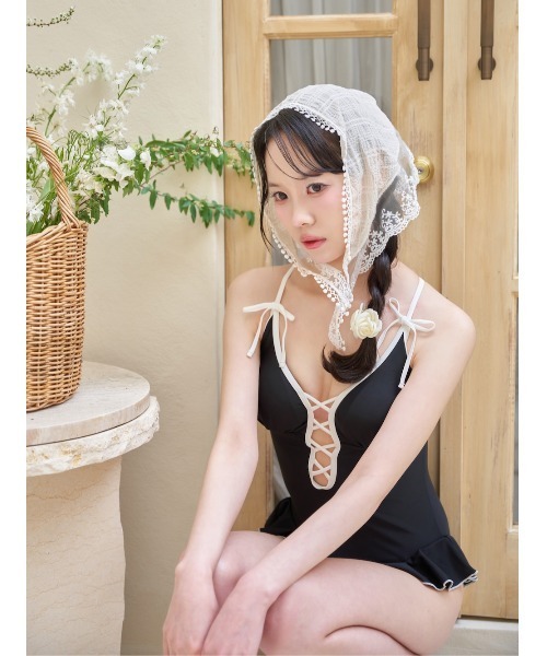 Darich 水着 リボンデザインペプラムワンピースビキニ