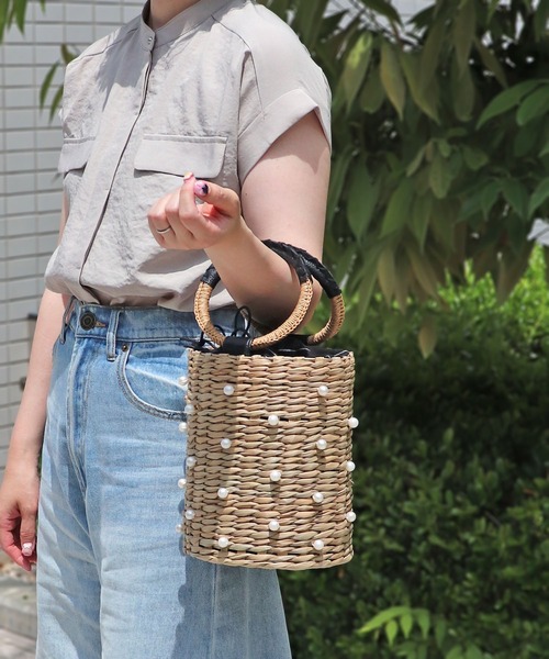 snidel カゴバッグ かごバッグ パール 可愛い SNIDEL HOME かごバッグ カゴバッグ ビジューかごバッグ