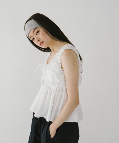 ブラウス シャツ ギャザーリボンフリルスリーブブラウス レディース La boutique Bonbon ブラウス シャツ 「ホワイト復刻！新色登場