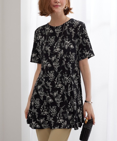 S122:新品 花柄チュニック ブラック系 サイズ42 楽天市場】花柄（サイズ（S/M/L）フリー）（チュニック