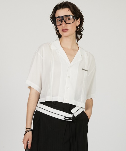ブラウス シャツ シアーオープンカラーシャツ / Sheer Open Collar Shirt レディース