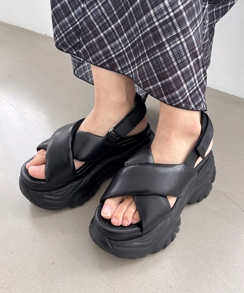 Heather（ヘザー） 厚底 サンダル クロスボリュームパフサンダル