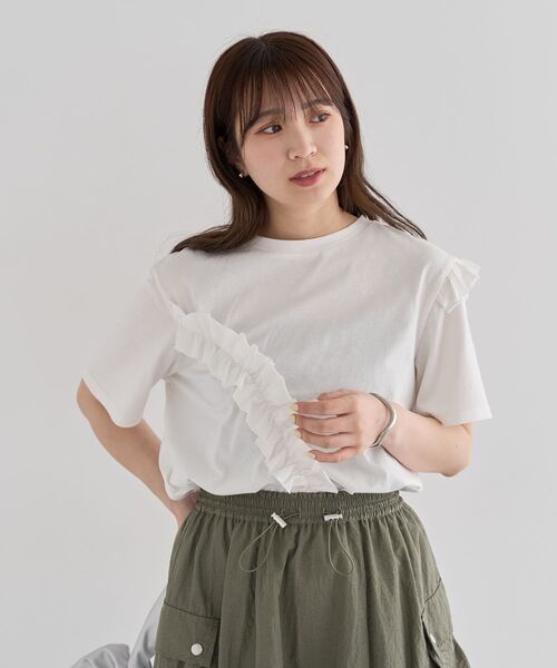 tシャツ gather frill long tee/アシンメトリーフリルロンT レディース 楽天市場】【SALE】 アシンメトリーフリルTシャツ : 夢展望