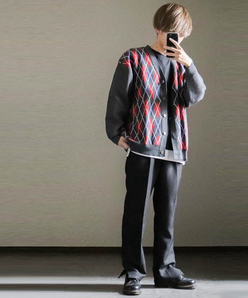 「Anytime Songs」 ニットカーディガン MEDIUM チャコール メンズ_画像2