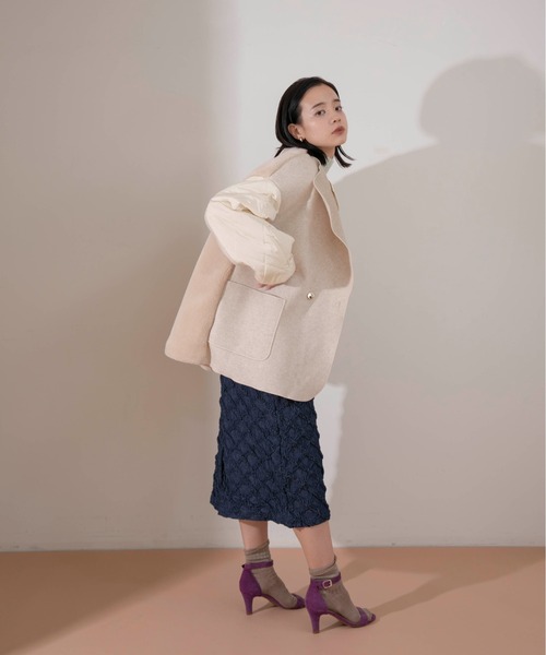 新品　今季　エイミーロウ　 Eimee Law ノーカラーパイピングジャケット 新品 今季 エイミーロウ Eimee Law ノーカラーパイピングジャケット