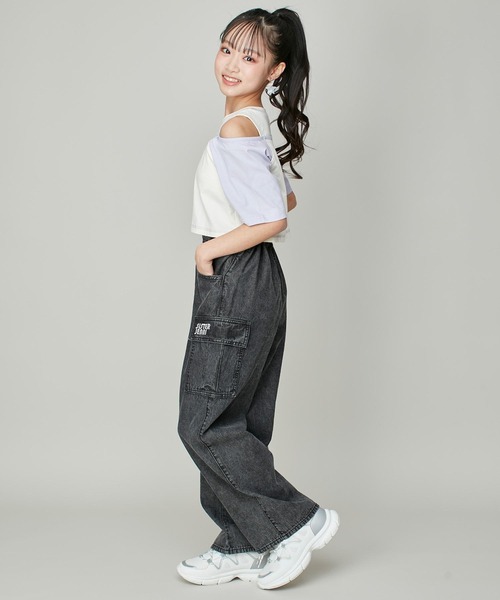 SISTER JENNI tシャツ 「コットン100％」配色肩あきレイヤード風