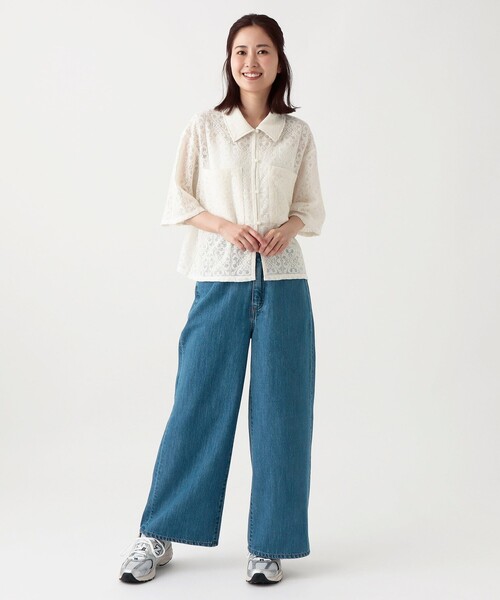 ブラウス シャツ レースハーフスリーブシャツ/夏服/オフィスカジュアル レディース Afternoon Tea ブラウス シャツ レースハーフスリーブブラウス
