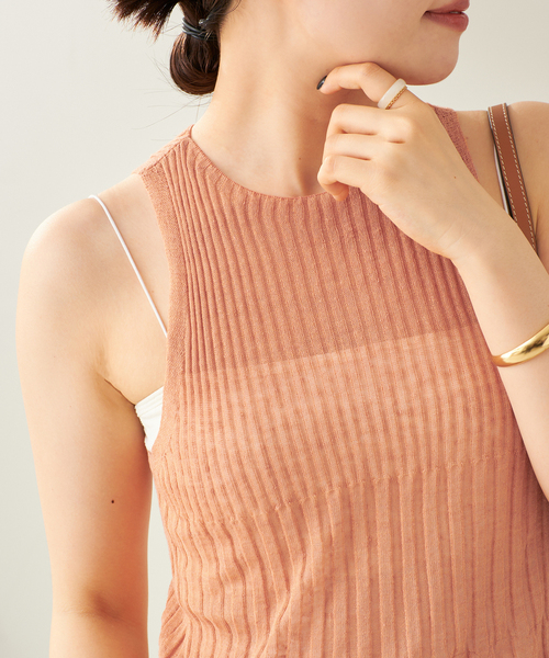 ニット セーター ENRICA / エンリカ SHEER RIB ノースリーブ レディース