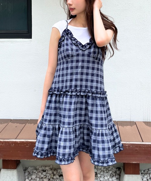 バーバリーチルドレン メガチェック キャミワンピース フリル 14Y 164㎝ 3.3 FIELD TRIP ワンピース 3.3 Field Trip／2wayフリルチェックキャミ