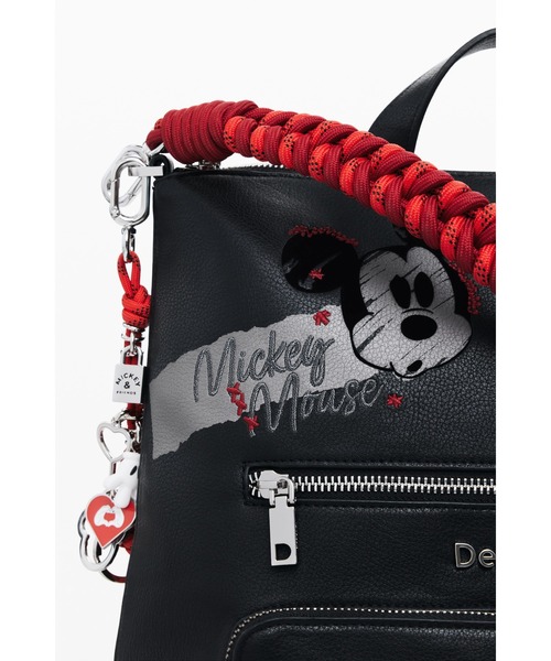 Desigual リュック Disney コラボ ミッキーマウス ブラック Desigual デイバック リュック ミッキーマウス刺繍ミディアム