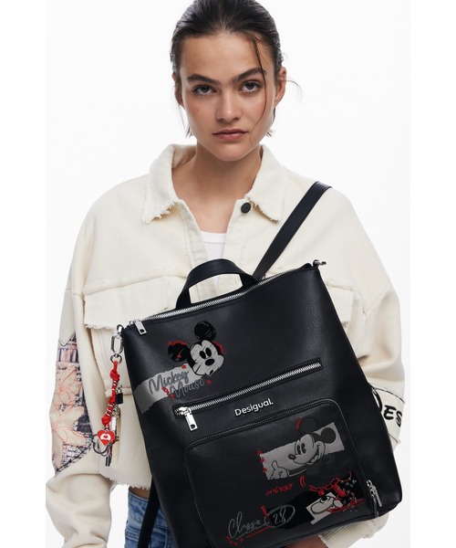 【新品未開封】Desigual ミッキーマウス レザーリュック デシグアル Desigual ミッキーMのリュックサック （グレー