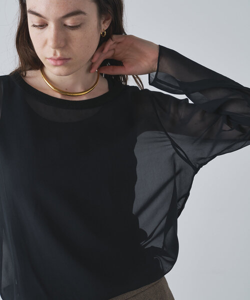 Drawing Numbersキュプラシースルーブラック ブラウス 38 (M) 【公式通販】