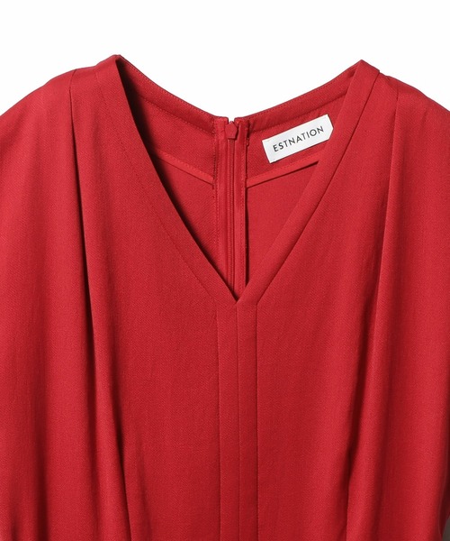 美品.定価.3.9万☆エストネーション パイピングワンピース フレンチスリーブ ESTNATION（エストネーション） ワンピース ESTNATION / フレンチ