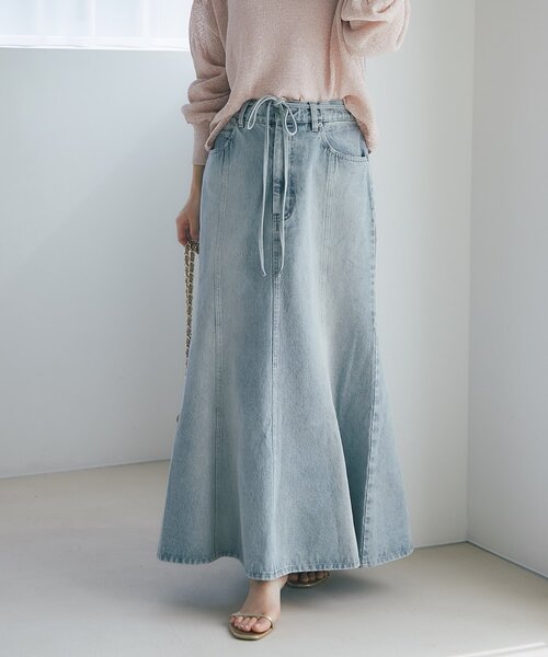 La boutique BonBon デニムスカート 38 La boutique Bonbon デニムスカート 「美シルエット」リボンデニム