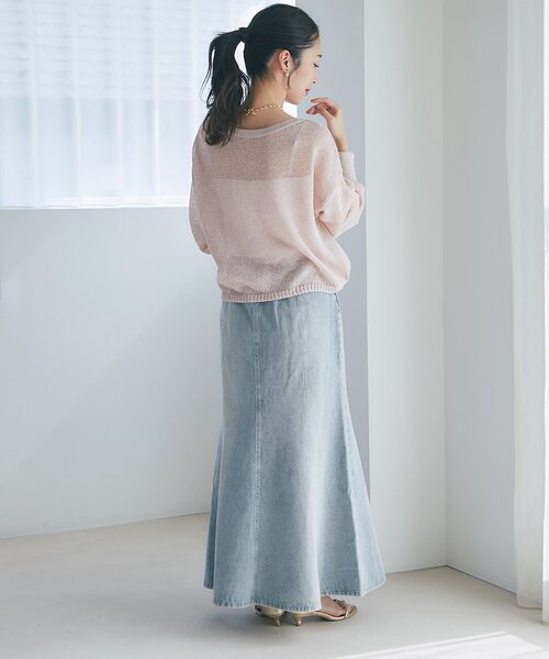 La boutique Bonbon デニムスカート 「美シルエット」リボン