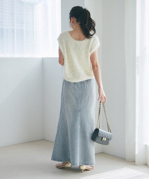 La boutique BonBon デニムスカート 38 La boutique Bonbon デニムスカート 「美シルエット」リボンデニム