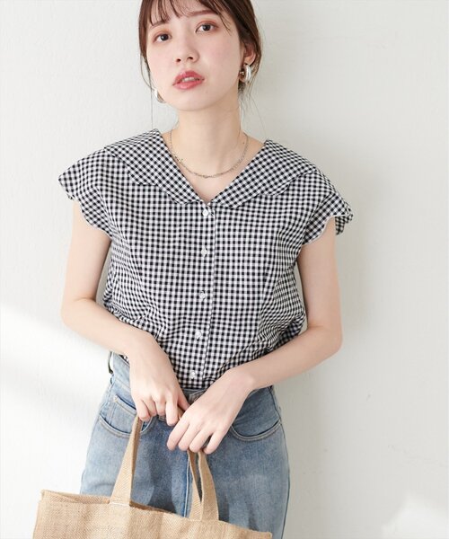 「natural couture」 半袖ブラウス FREE サックスブルー レディース_画像3