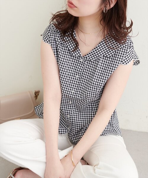 「natural couture」 半袖ブラウス FREE サックスブルー レディース_画像7