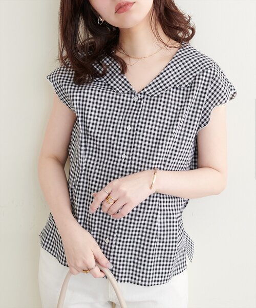 「natural couture」 半袖ブラウス FREE サックスブルー レディース_画像9