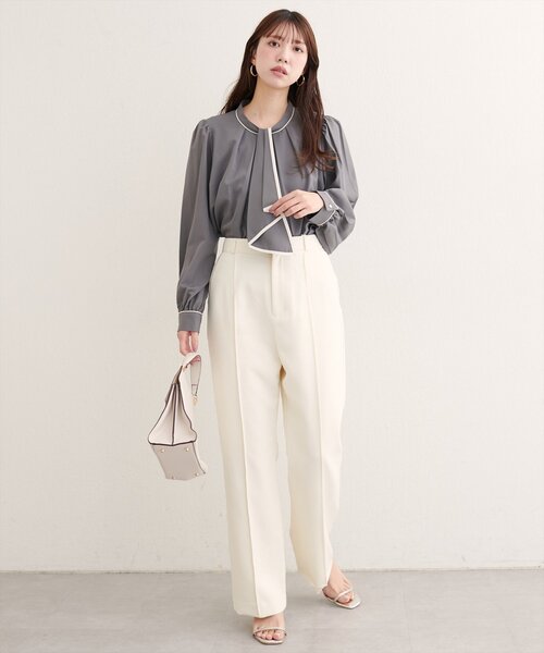 natural couture ブラウス シャツ 「WEB限定」配色ボウタイ2WAY