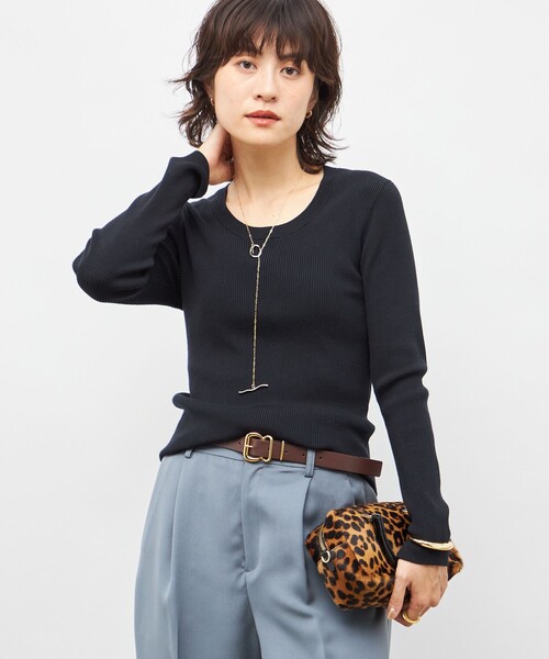 cccmalie / シーマリー | シルク カシミヤ リブ ニット プルオーバー | 38 | ネイビー | レディース SHIPS（シップス） ニット セーター 「手洗い可能」ウール カシミヤ