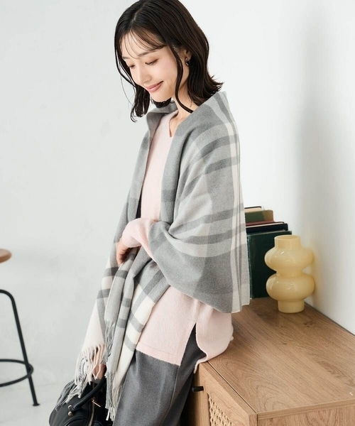 a.v.v（アー・ヴェ・ヴェ） マフラー ストール チェック柄シアバター