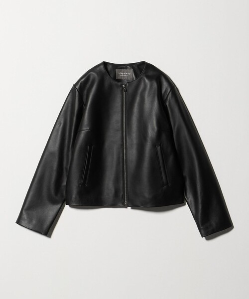 A day in the life　ラムレザージャケット　ノーカラー　黒　M A day in the life ラムレザージャケット ノーカラー 黒 M ラムレザー