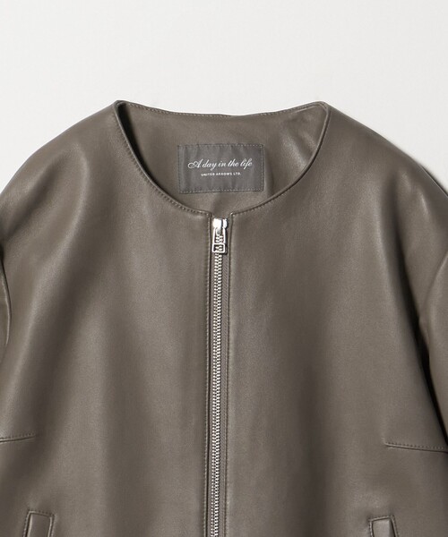 A DAY IN THE LIFE ブルゾン アウター ラムレザー ノーカラーブルゾン
