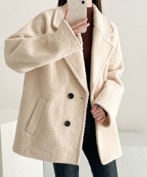 「ECLIN」 ピーコート M グレー レディース_画像2
