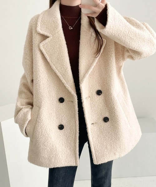 「ECLIN」 ピーコート M グレー レディース_画像3