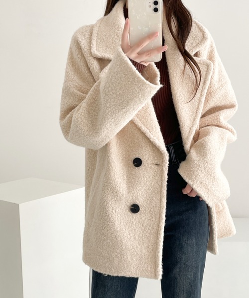 「ECLIN」 ピーコート M グレー レディース_画像5