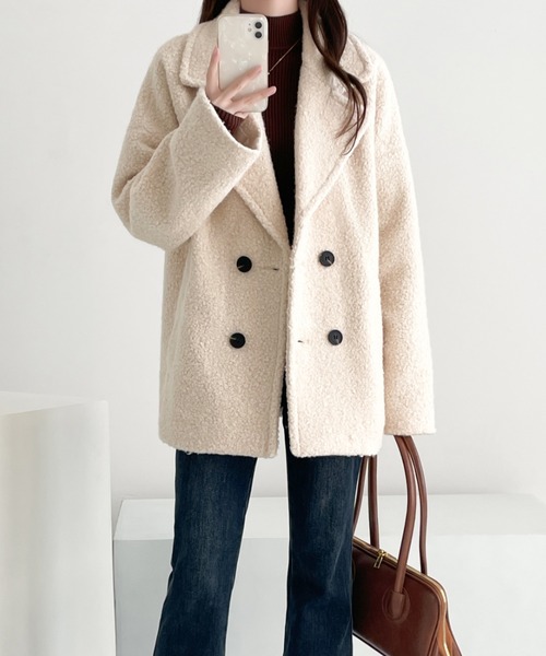 「ECLIN」 ピーコート M グレー レディース_画像6