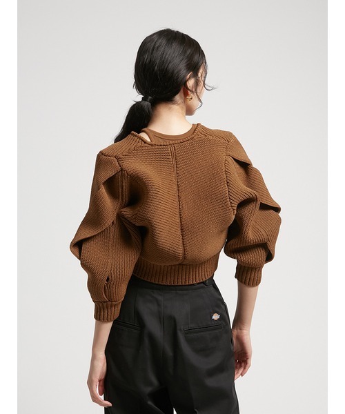 「styling/」 7分袖ニットカーディガン FREE グレー レディース_画像6