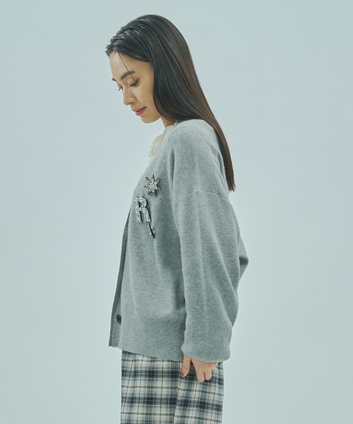 ROSE BUD♡コーディガン ROSE BUD（ローズバッド） カーディガン BIJOU BROOCH CARDIGAN