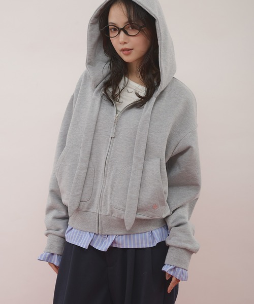 MUHET（ミュエータ） パーカー detachable shirt layered zip hoodie