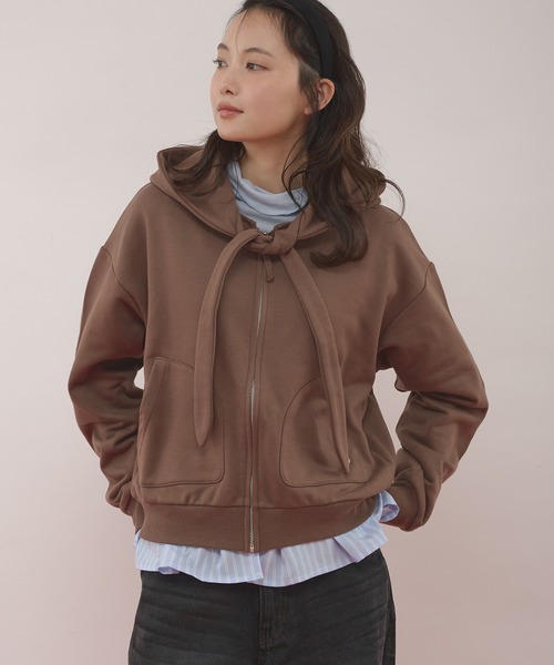MUHET（ミュエータ） パーカー detachable shirt layered zip hoodie