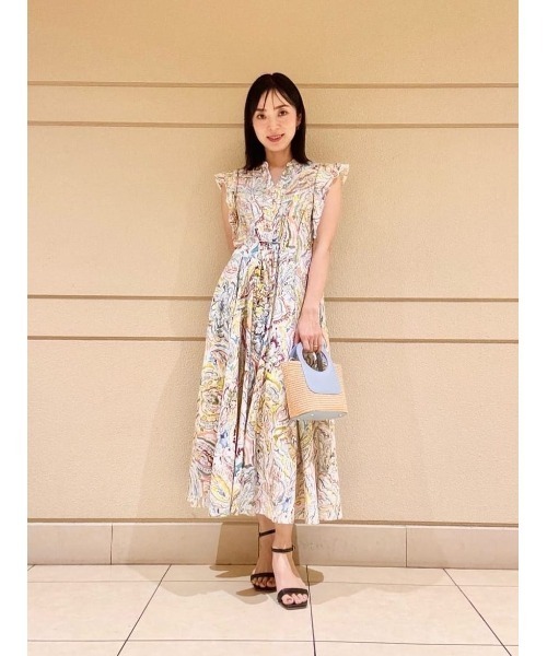 ANAYI（アナイ） ワンピース ペイントペイズリープリントフレア