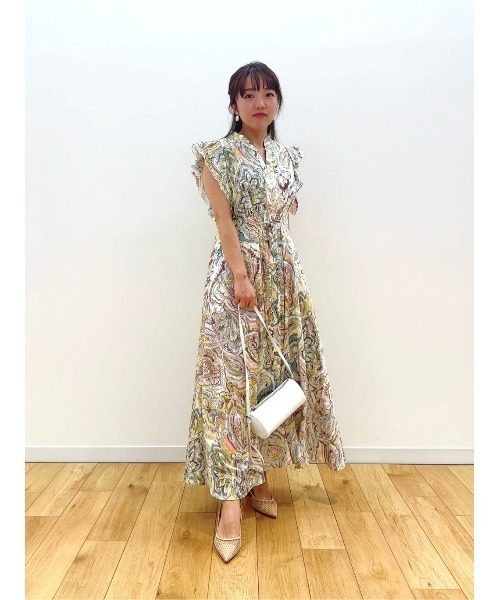 ANAYI（アナイ） ワンピース ペイントペイズリープリントフレア