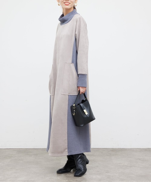 「Chez toi」 長袖ワンピース FREE モカ レディース_画像6