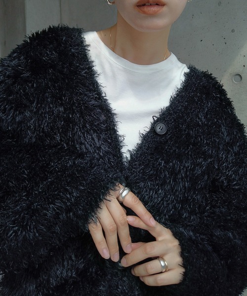 「y/m by RIKA」 ニットカーディガン FREE ブラック レディース_画像3