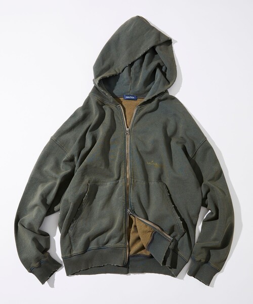 「NAUTICA」 ジップアップパーカー MEDIUM ベージュ メンズ