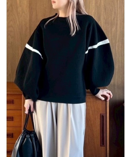 RIM.ARK ノースリーブ ニットトップス 黒 レディース 春夏 RIM.ARK ニット セーター Volume sleeve design knit tops ボリューム