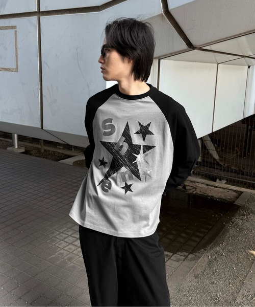tシャツ 箔プリントラグランロゴロンT メンズ レディース : ZOZOTOWN