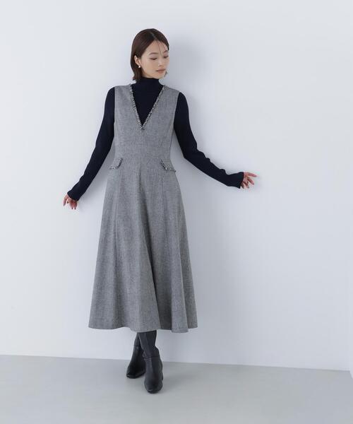 「NATURAL BEAUTY BASIC」 サロペットスカート MEDIUM ブラック レディースの画像