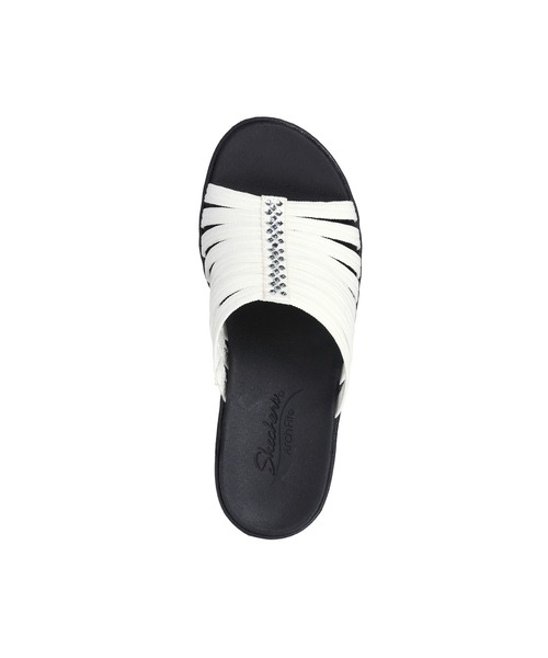 「SKECHERS」 フラットサンダル 26cm ホワイト×ブラック レディース_画像2