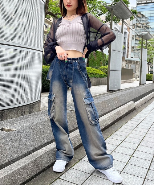 「SPIRALGIRL」 デニムパンツ MEDIUM サックスブルー レディースの画像